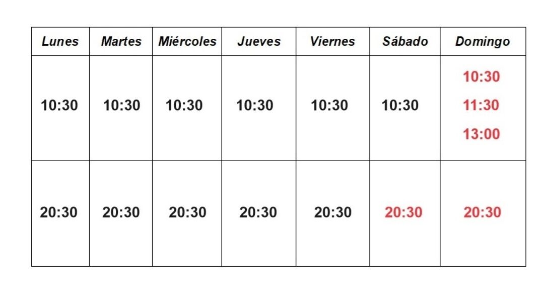 Horarios de verano – agosto