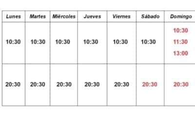 Horarios de verano – agosto