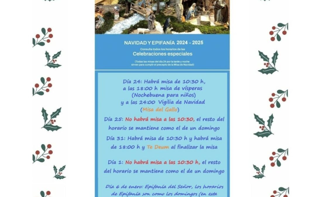 Horarios Especiales de Navidad – 2024-2025