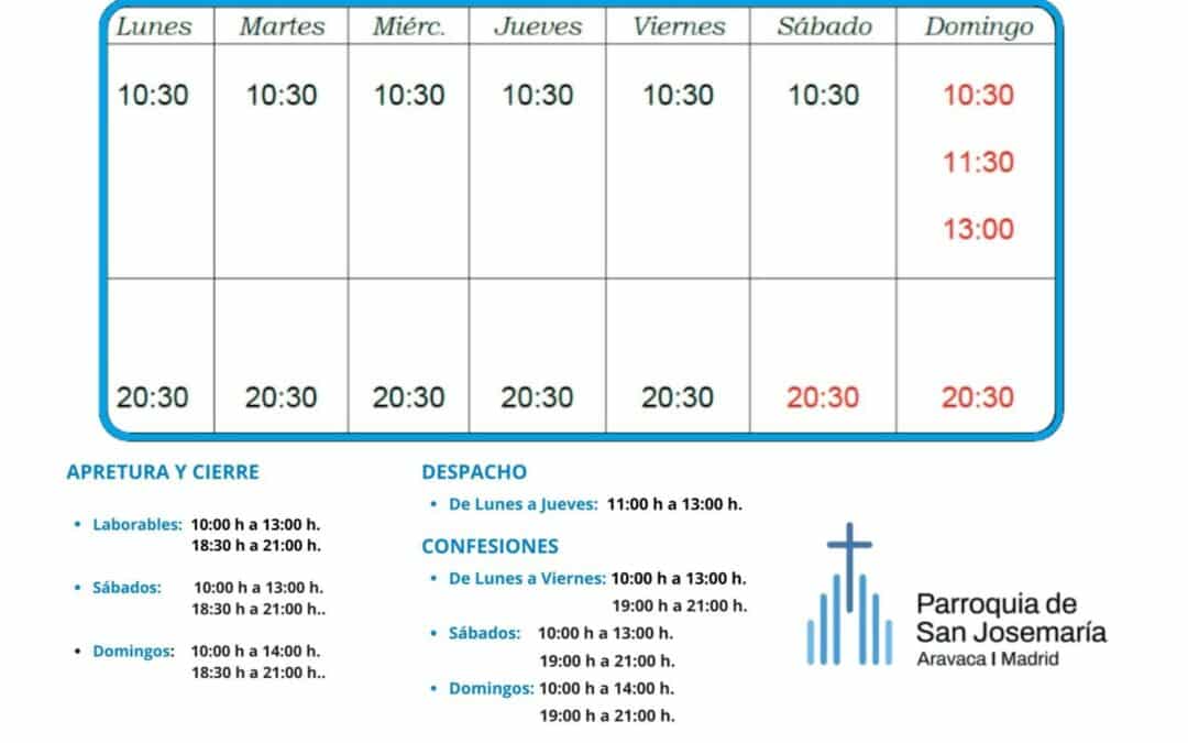 Horarios de Verano – Agosto